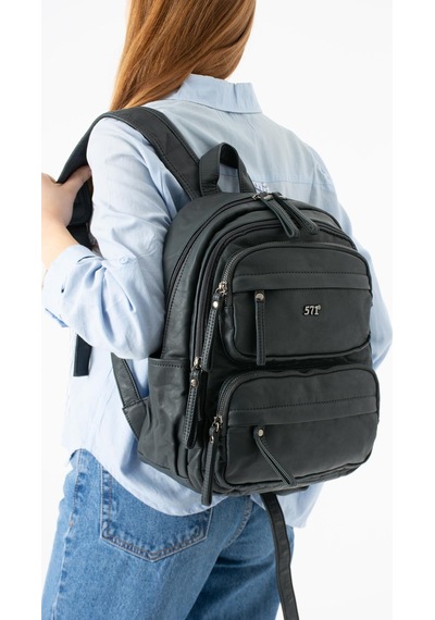 571 Collections Yıkanmış Deri Sırt Çantası Mavi Model: 571-14-11u