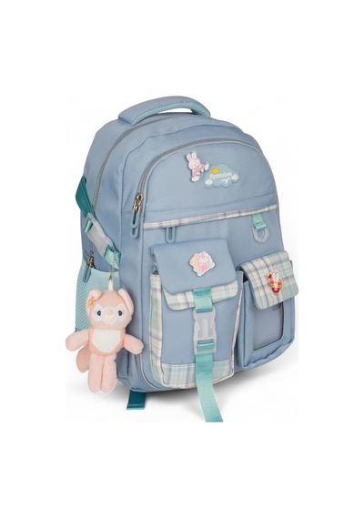 Relaxion 2174-1450 İthal Kore Tarzı Unisex Çocuk İlkokul Sırt Çantası MAvi