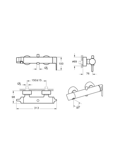 VitrA Suit Banyo Bataryası Parlak Siyah A4281839 Krom
