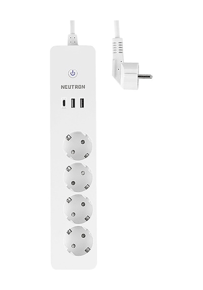 Neutron Akıllı Wi-fi Destekli 4'lü Akım Korumalı Priz 2 USB 1 Type-C Uzatma Kablosu