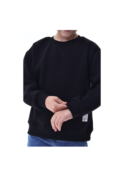 Erkek Çocuk Sweatshirt %100 Pamuk Rahat Kalıp 5-10 Yaş Siyah