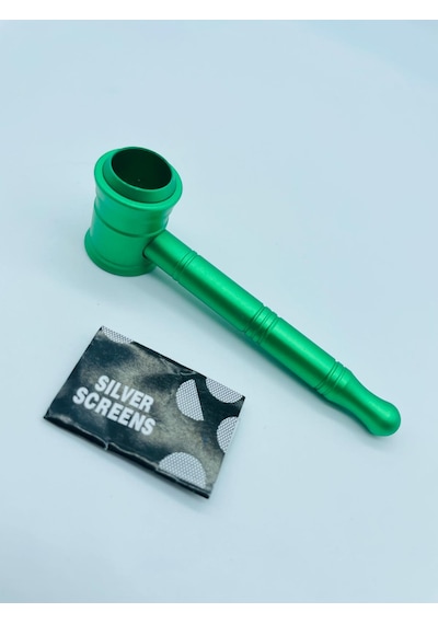 Metal Pipo Yeşil 2parça Süzgeçli Pipe //10cm