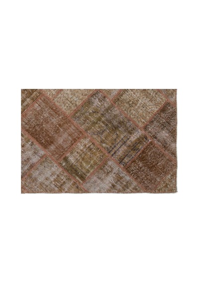 El Dokuması Patchwork Vintage Yün-pamuk Kahve Halı 21006 157 X 232 Cm Kahverengi