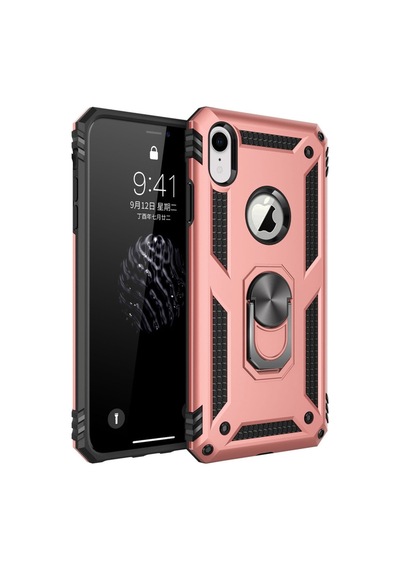 Apple iPhone Uyumlu Xr Kılıf Sofya Yüzüklü Silikon Kapak - Rose Bz8683140011093