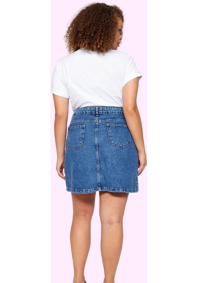 Ersefa Kadın Mini Denim Etek Renk Yüksek Bel A Line Pamuk Yaz Kombinleri Mavi