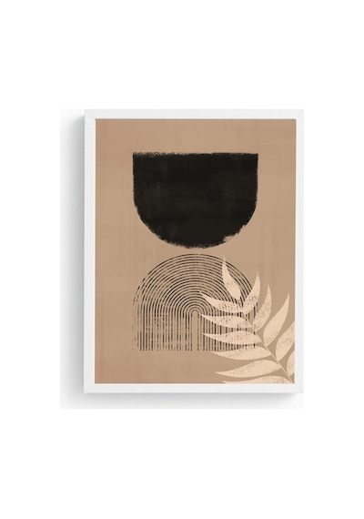 Beyaz Ahşap Çerçeveli Minimal Desenli Tablo - Modern Huhu1133