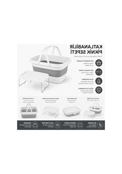 21 Litre Kapasiteli Katlanabilir Piknik Sepeti Ve Mini Masa Seti, Ergonomik Taşıma Koluyla Açık kahverengi