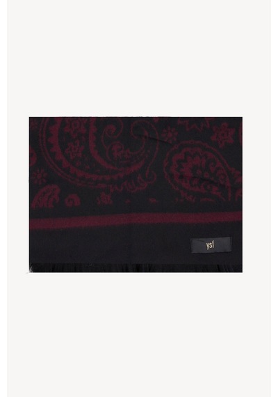 Ysf Erkek Siyah Bordo Desenli Kaşkol