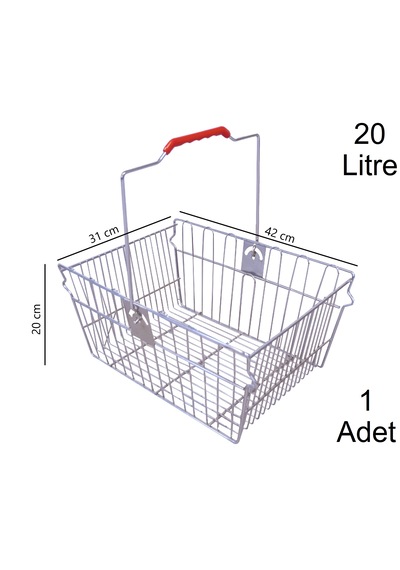 20 Litre Tel Alışveriş El Sepeti 1 Adet / En:31 Boy:42 Yükseklik:20 Cm Metal