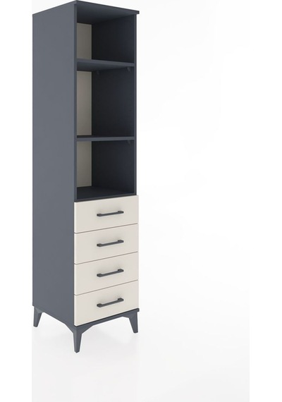 Hyperion Dolap 3 Raflı 4 Çekmeceli 44x44x182 Antrasit-aytaşı Antrasit
