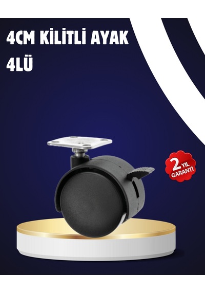 Muratech 4 Lü Kilitli Tekerlek Ayak 4 Cm Sessiz Ve Dalı 4 Adet