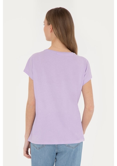 U.S. Polo Assn. Kadın Lila Bisiklet Yaka Tişört 50282896-VR034