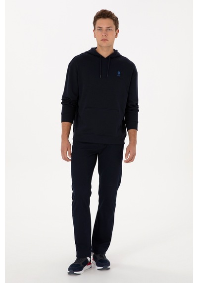 U.S. Polo Assn. Erkek Comfort Fit Kapüşonlu Lacivert Basic Sweatshirt 50313746-VR033