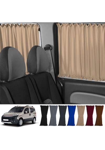 Pandami Fiat Fiorino 2007+ Uyumlu Krem Raylı Oto Perde Takımı