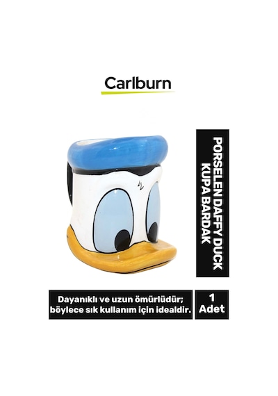 Özel Tasarım Dekoratif Şık Hediyelik Porselen Daffy Duck Kupa Bardak 13 13 Cm Çok Renkli