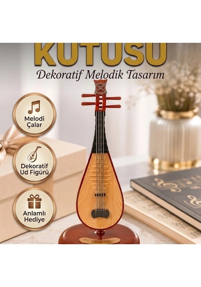 Ud Figürlü Melodi Çalan Dekoratif Müzik Kutusu Kültürel Tasarımlı Sanatsal Obje