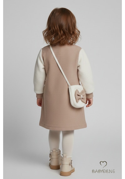 Babyden's Bayramlık Şık Ve Rahat Kız Bebek Elbise Çantalı Yumuşak Peluş Kollu Kışlık Çocuk Kombini Bej Babyden's Bayramlık Şık Ve Rahat Kız Bebek Elbise Çantalı Yumuşak Peluş Kollu Kışlık Çocuk Kombini Bej