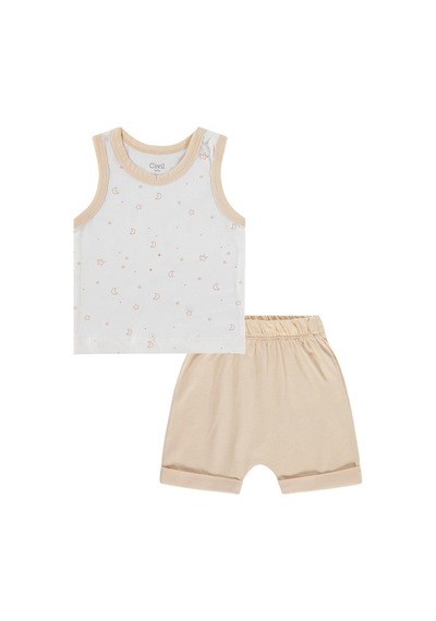 Civil Baby Yıldız Ve Ay Empirmeli 3-12 Ay Takım - Ekru Ekru-taba