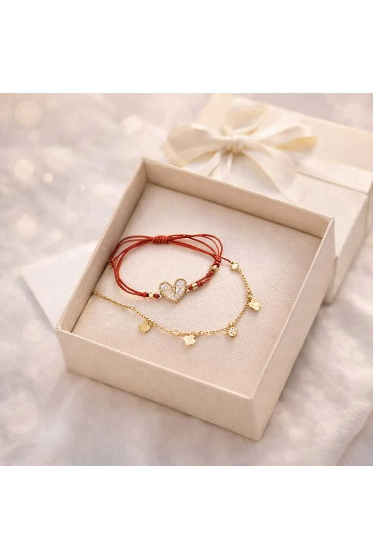 Banum Luxury Şans Ve Aşk Kombini 2lı Bileklik Set Altın