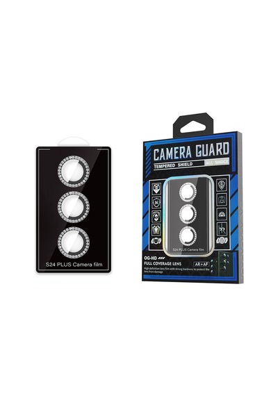 Goocamp Galaxy Uyumlu S24 Plus Diamond Kamera Lens Koruyucu Cam Filmi-siyah Siyah