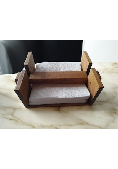 Masif Ahşap Çam Ağacı Dekoratif Peçetelik 19 Cm X 15,5 Cm