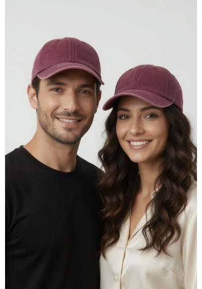 Mollycrush Unisex Bordo Yıkamalı Kot Beyzbol Şapkası Ayarlanabilir Outdoor Spor Kep Bordo