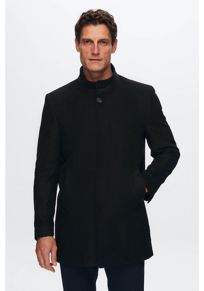 D's Damat Ds Damat Regular Fit Siyah Hakim Yaka Kaşe Kaban 5HF08ORT10002 Siyah
