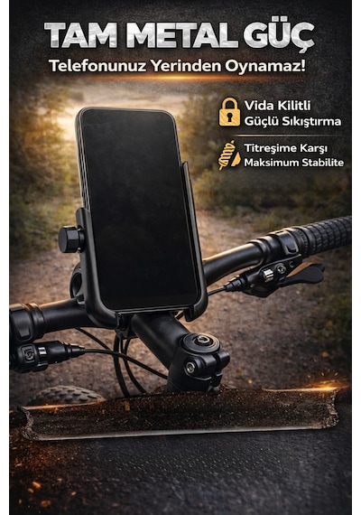 Mega Oto Market Bisiklet Ve Motosiklet Telefon Tutucu Kızaklı Ayarlanabilir Siyah Telefon Standı