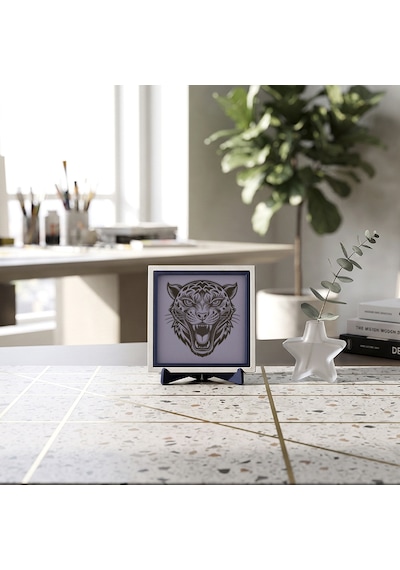 Kaplan Silüetli Estetik Dekoratif Obje, Sevdikleriniz İçin Modern Bir Hediye 10x10 Cm