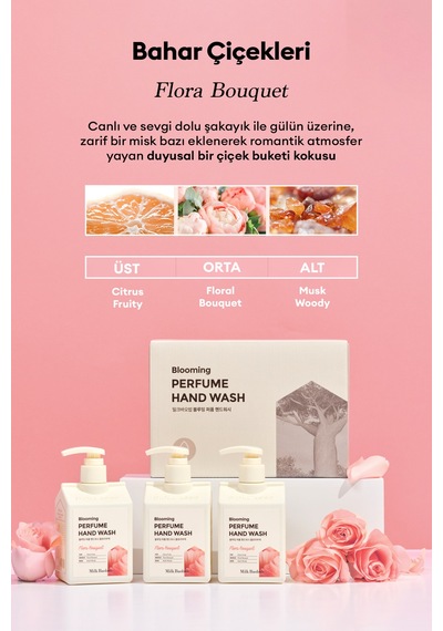 Nemlendirici & Yumuşatıcı Parfümlü Sıvı Sabun Mılk Baobab Blooming Perfume Hand Wash Flora Bouquet