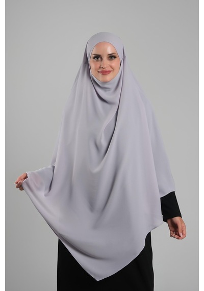Hürrem Bone Gri Pratik Hazır Geçmeli Tesettür Eşarp Krep Bağcıklı Sufle Hijab 2313 15 Gri