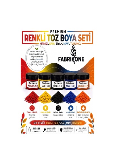 5'li Set Premium Parafin Soya Wax Toz Mum Boyası Hobi Seti - 5 Cc Kırmızı, Sarı, Siyah, Mavi, Turuncu Bkfab5ksrsmt5g Karışık