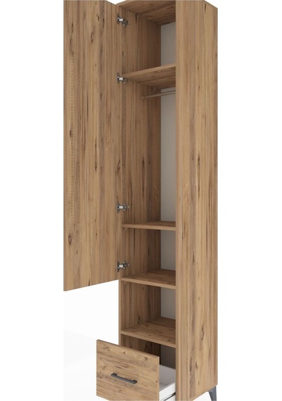 Hyperion Dolap 4 Raflı Tek Çekmeceli Tek Askılı 44x44x243 Çam... Çam Hyperion Dolap 4 Raflı Tek Çekmeceli Tek Askılı 44x44x243 Çam... Çam