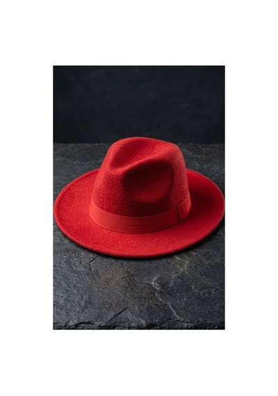 Emybox Kadın Kaşe Kovboy Şapka Geniş Siperlikli Fötr Kemerli Kışlık Şık Şapka Country Vintage Tarz Şapka Kırmızı