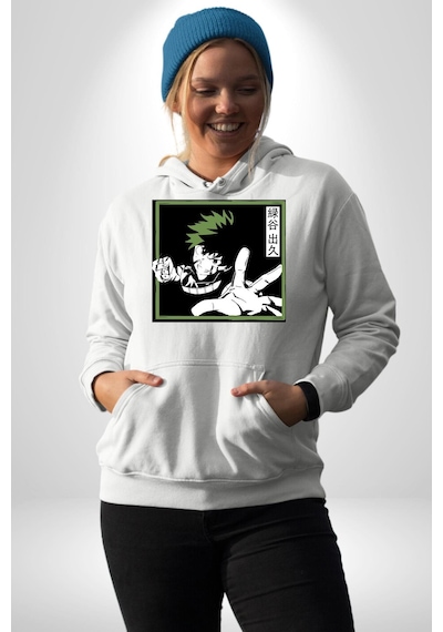My Hero Academia Dabi Anime Kadın Erkek Beyaz Kapüşonlu Sweatshirt Hoodie Beyaz