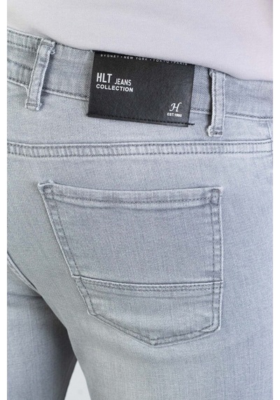 Erkek Gri Slim Fit Dar Kesim Esnek Likralı Denim Jeans Kot Pantol (524238244)