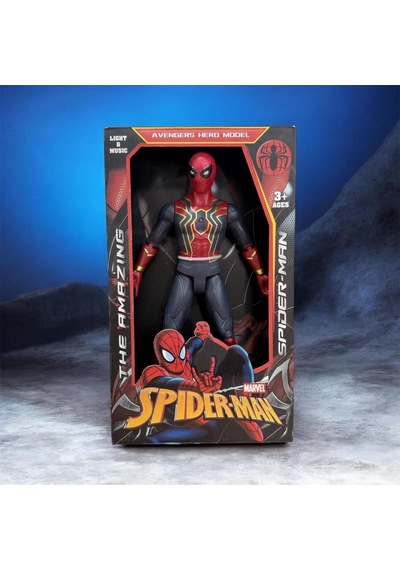 Işıklı Sesli Pilli Kafası Ve Eklemleri Hareket Eden 30cm Detaylı Oyuncak Örümcek Adam Figürü Spider - Man