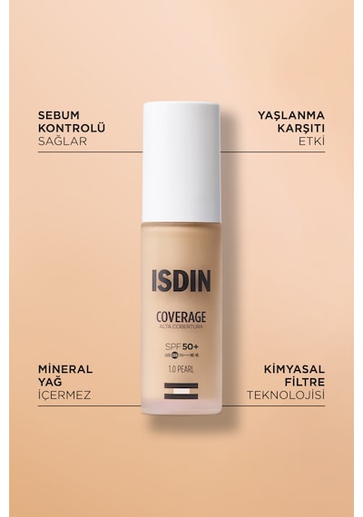Isdın Coverage Spf 50+ Renkli Güneş Koruyucu Fondöten 30 G 1.0 Pearl