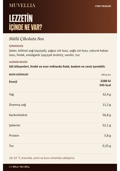 Sütlü Çikolata Sosu Waffle Krep Pankek 300 G