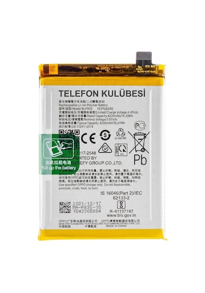Oppo F19 Pro Uyumlu Batarya Pil Blp835