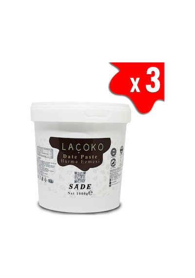 Laçoko Kova Şekersiz Katkısız Vegan Doğal Hurma Ezmesi Hurma Dolgusu Hurma Püresi 3 x 1 KG