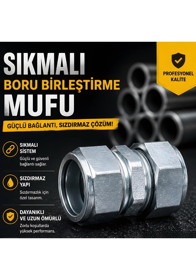 Sıkmalı Boru Birleştirme Mufu - 5 Adet