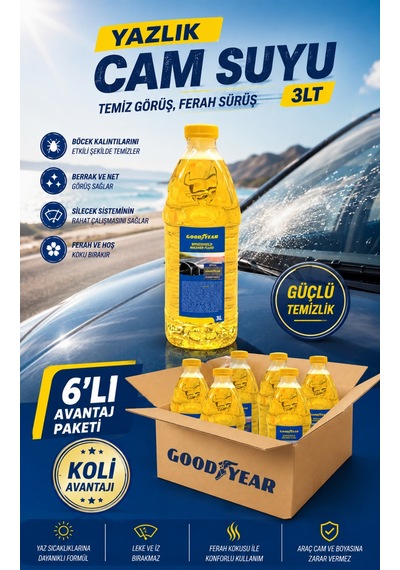 Goodyear Goodyear 6'lı Yazlık Cam Suyu 3 Lt 18 Litre