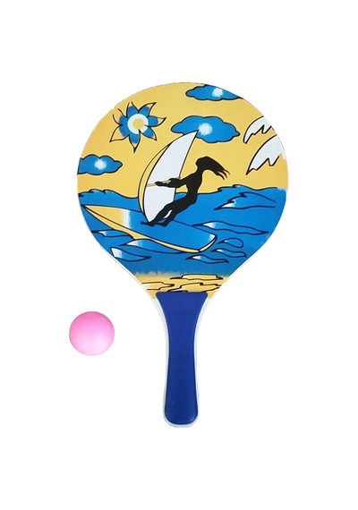 Beach Ball Tahta Raket Iki Adet Raket Bir Adet Top Mevcut. Çok Renkli