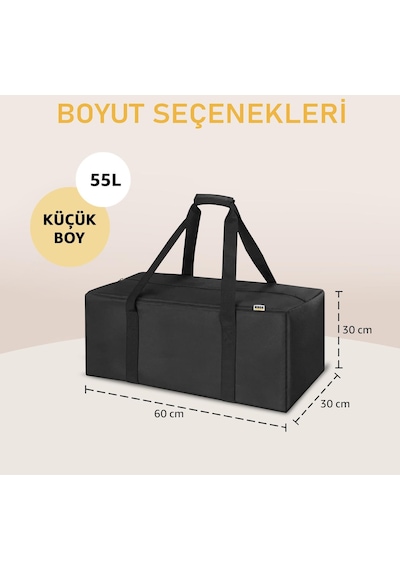 Haegs Taşıma Çantası Dayanıklı Kamp Malzemeleri Çantası Valiz 55 L Küçük Boy - Siyah