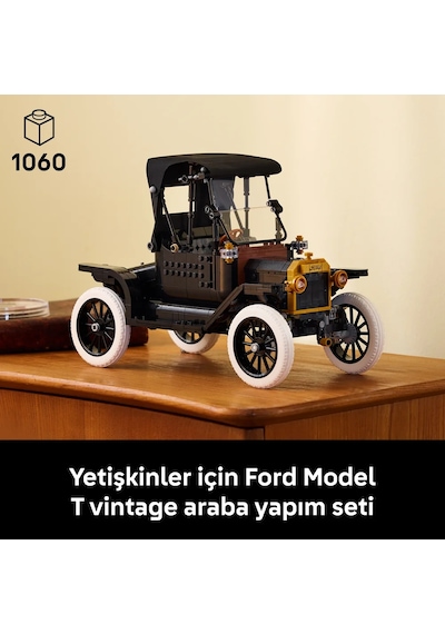 LEGO® Icons Ford Model T 11376 - Yetişkinler için Açılan Tavan İçeren Klasik Dekoratif Otomobil Modeli Yapım Seti (1060 Parça)