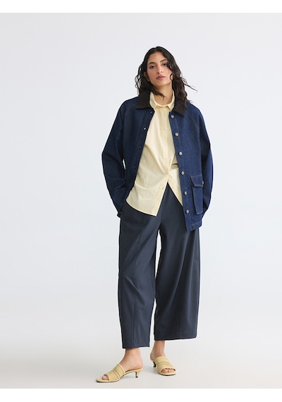 Lcw Modest İndigo Kadife Yaka Kadın Jean Ceket Lcw Modest İndigo Kadife Yaka Kadın Jean Ceket