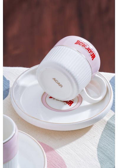 Acar Adonis Pink 6 Kişilik Kahve Fincan Takımı - 100 Ml Renkli