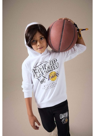 Defacto Erkek Çocuk Nba Los Angeles Lakers Kapüşonlu Sweatshirt F4085a825auwt34 BEYAZ