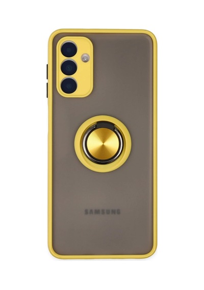 Newface - 150 - Samsung Galaxy Uyumlu A04s Kılıf Montreal Yüzüklü Silikon Kapak - Aconcept - - Sarı